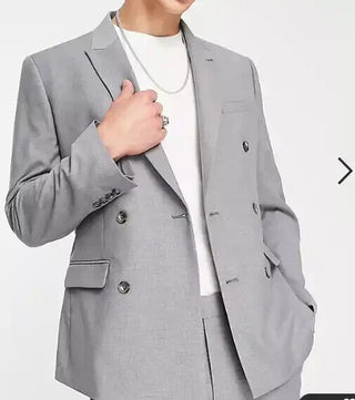 ASOS DESIGN slim double breasted suit jacket in grey