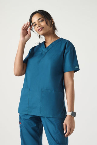 Dickies EDS Essentials Women's V-Neck Scrub Top, Teal 3xl