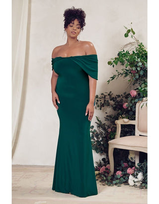 ClubL Gabrielle Bardot Neckline with Drape Sleeves Maxi Dress