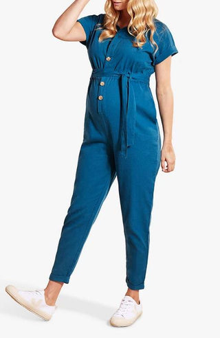 Frugi Maternity Hannah Organic Cotton Jumpsuit, Deep Sea UK10