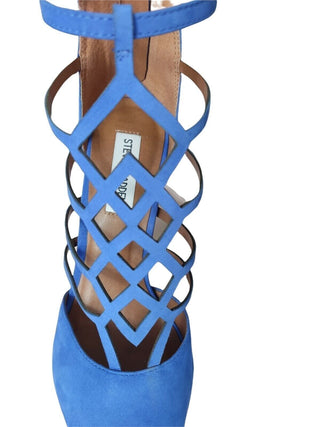 Steve Madden Womens Blue Suede Leather Strappy Caged Heels UK 6