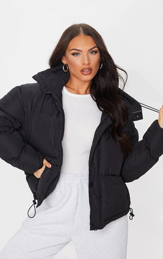 PLT black toggle detail puffer jacket