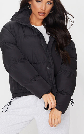 PLT black toggle detail puffer jacket