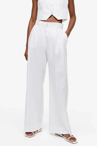 H&M Linen-blend twill trousers