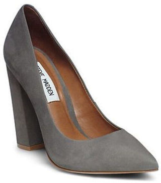 Steve Madden Womens Primpy Grey Suede Leather Block Heels UK 5