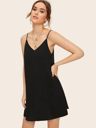 SHEIN Essnce Solid Strappy Back Cami Dress