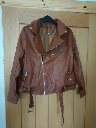 Ladies Brown Biker Jacket