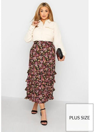 Yours London Plus Size Floral Ruffle Skirt