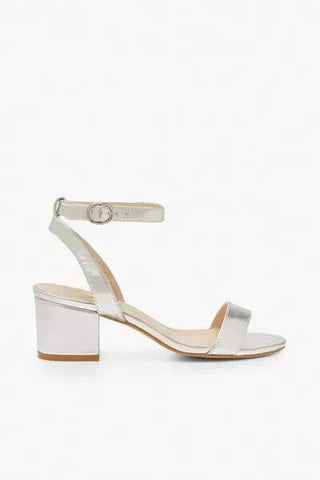 Boohoo Silver Metallic Basic Low Block Barely There Heels