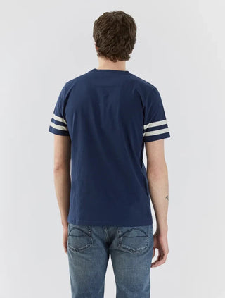 Pretty Green Waterfall Stripe Sleeve Tshirt Navy