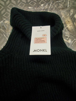 Monki cropped turtleneck knitted jumper in dark green - Small