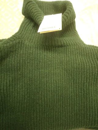 Monki cropped turtleneck knitted jumper in dark green - Small