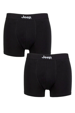 Jeep Men's Cotton Plain Fitted Hipster Trunks 2 Pack Box - Black