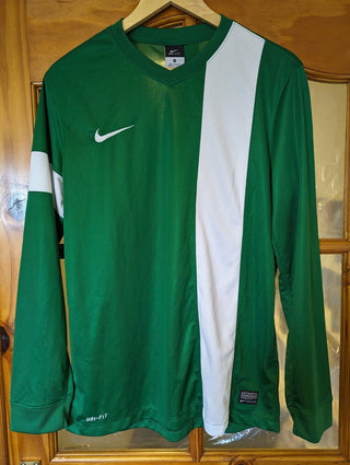 Nike Dri-Fit Top - Green with White Stripe M