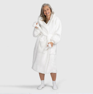 The Oodie Blanket Robe: Dressing Gown - Plush White- Adult