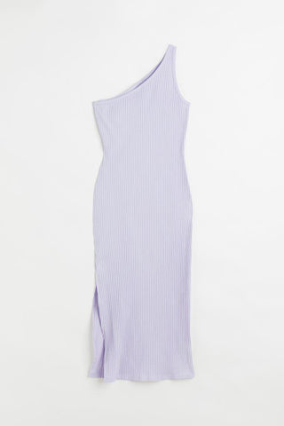 H&M Ribbed one-shoulder dress PURPLE M