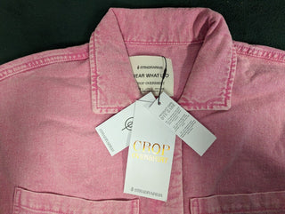 Stradivarius Crop overshirt pink denim L