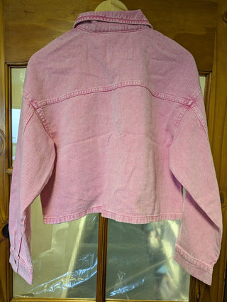 Stradivarius Crop overshirt pink denim L