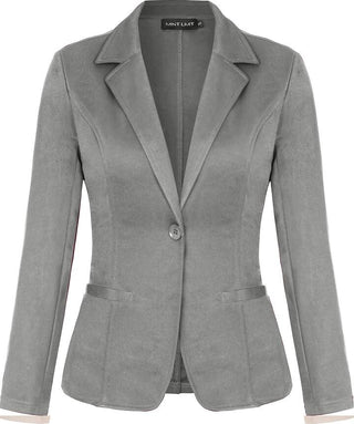 MINTLIMIT Women Blazer Linen Feel Long Sleeve Suit Jacket Work Office GREY L