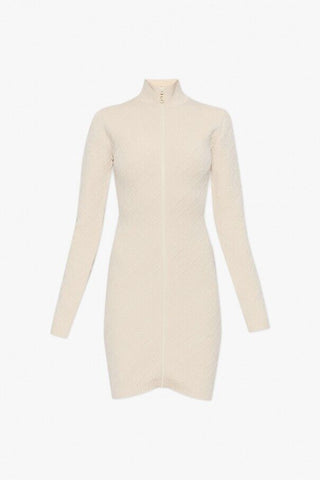 FENDI CREAM DRESS WITH STAND COLLAR size 42