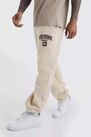 BOOHOO OVERSIZED POUR HOMME VARSITY JOGGER - SAND M