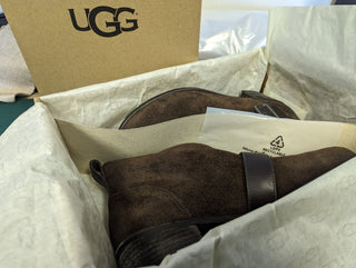 UGG Wright Belted Leather Boots - Brown Suede UK5.5