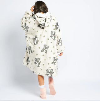 The Oodie Blanket Hoodie: Wearable Blanket - Panda Pattern - Adult