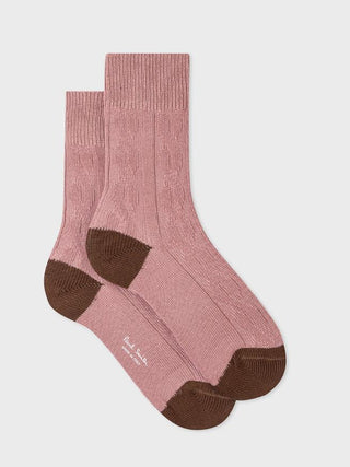 PAUL SMITH CABLE KNIT COLOUR BLOCK CASHMERE BLEND SOCKS