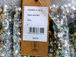 Hush Sequin Pencil Skirt Maxi Slim-Fit Slinky - Silver Size 6