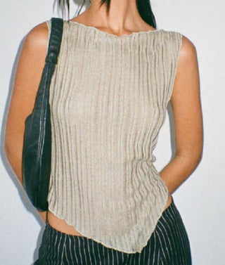 Motel Etta Knitted Vest Top In Sage 8s