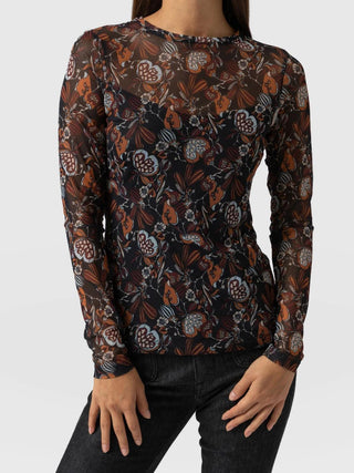 Saint + Sofia RUNWAY MESH TEE - 70'S PAISLEY uk 8