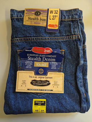 Stealth Jeans Mens Denim Cotton Regular Fit - W32 L27 BLUE