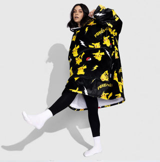 The Oodie Blanket Hoodie: Wearable Blanket - Pikachu Pattern - Adult