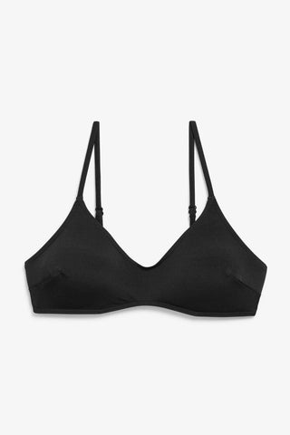 Monkl V-neck wire free bikini bra - black uk S