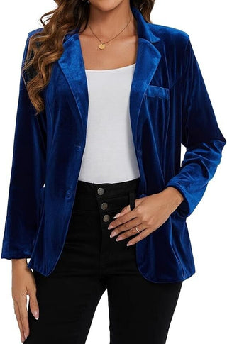 MINTLIMIT Womens Velvet Blazer Suit Jacket - Royal Blue XL