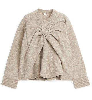 Arket Bow Wool Jumper - Beige Melange xs/s