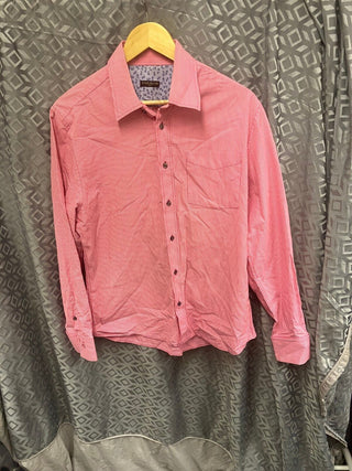 River Island Men's Shirt S Pink Striped Cotton Meduim