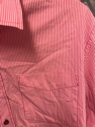 River Island Men's Shirt S Pink Striped Cotton Meduim