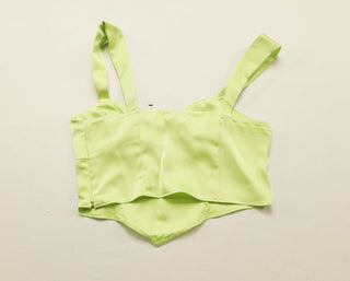 Topshop Women's Fit Petite Corset Cut Out Top Apple Green Size: UK8