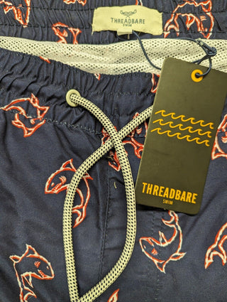 Threadbare shark swim shorts in navy L