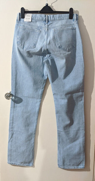 Zara Light Blue Slim-Fit Split-Hem TRF Jeans Size S EU36