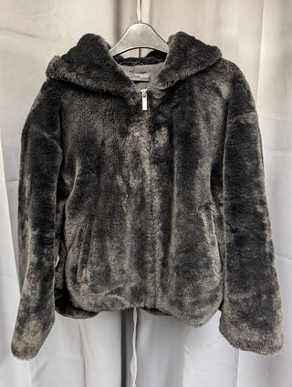 Zara Faux Fur Hooded Jacket - Black XS