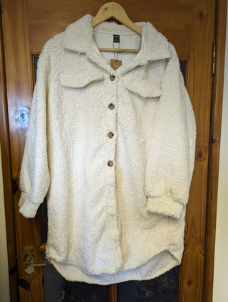 Shien Frenchy Double Button Teddy Coat - White S (eu36)