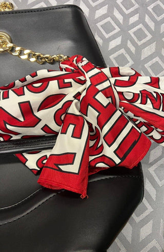 Love Moschino black red scarf large bag