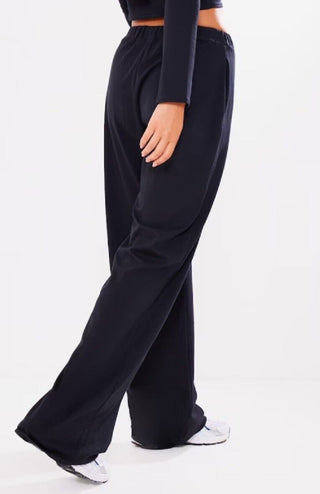 PrettyLittleThing Cotton Jersey Wide Leg Trousers - Black 10