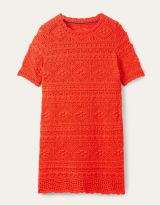 Boden Claudia Textured Knitted Dress - Orange 18L