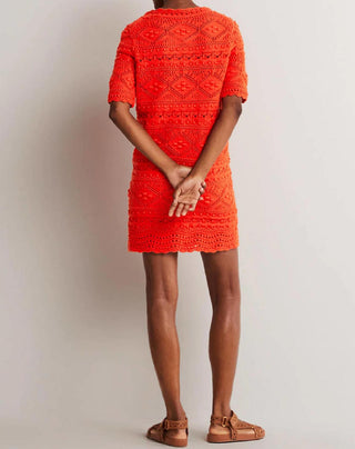 Boden Claudia Textured Knitted Dress - Orange 18L