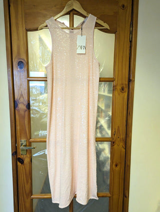 Zara Limited Edition Knit-dress With Sequins - Pink M