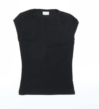 Miss Selfridge Womens Black Cotton Basic T-Shirt Size 8 Round Neck