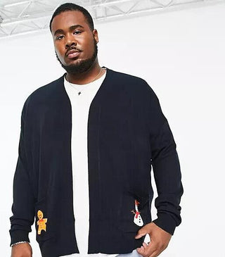 ASOS Threadbare Christmas cardigan in navy